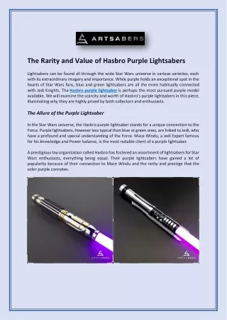 The Rarity and Value of Hasbro Purple Lightsabers