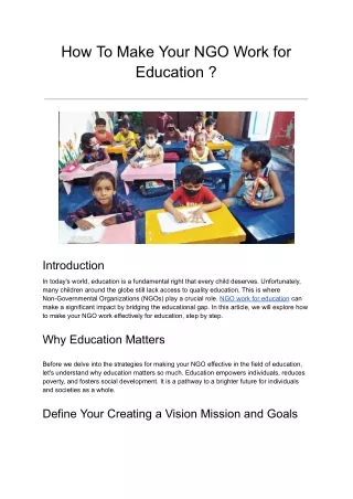 how to make your ngo work for education