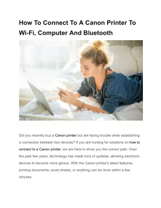 How To Connect To A Canon Printer To Wi-Fi, Computer And Bluetooth