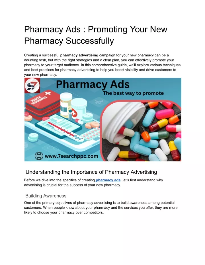pharmacy ads promoting your new pharmacy