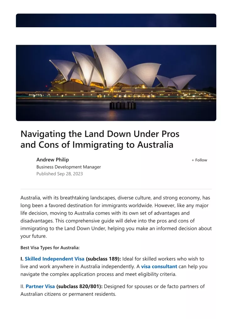 PPT - Navigating the Land Down Under Pros and Cons of Immigrating to 