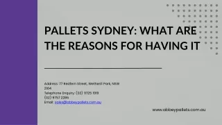 Pallets Sydney What Are The Reasons For Having It