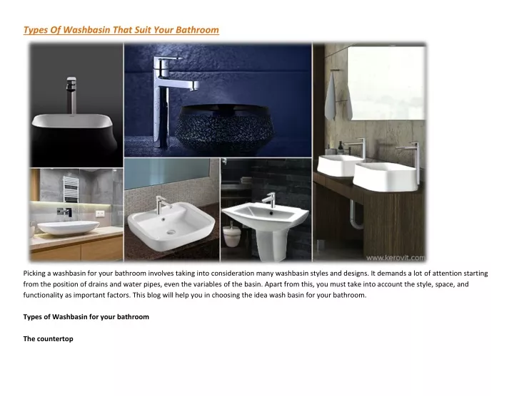 types of washbasin that suit your bathroom