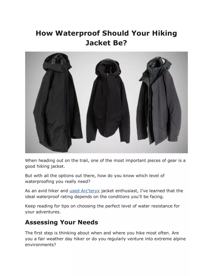 how waterproof should your hiking jacket be