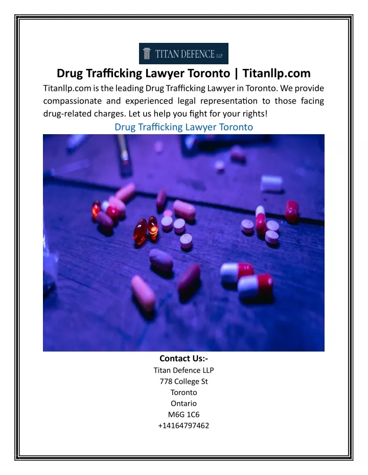drug trafficking lawyer toronto titanllp