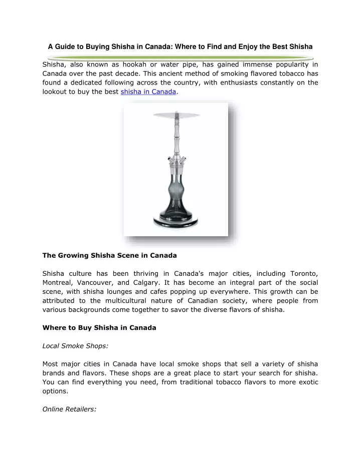 a guide to buying shisha in canada where to find