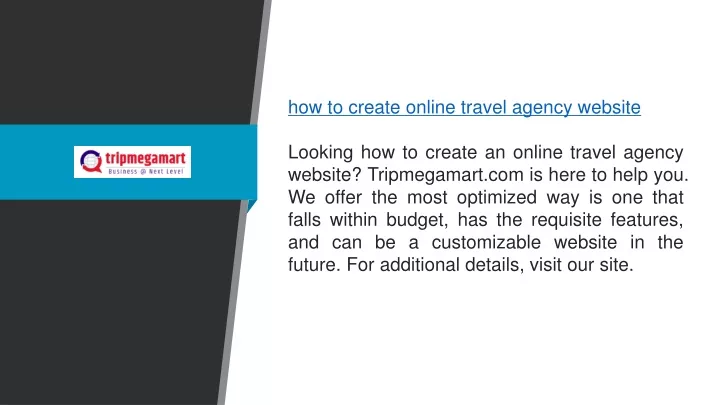 how to create online travel agency website