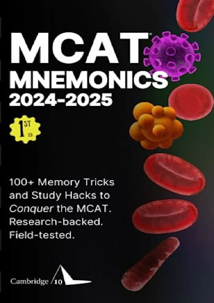 PPT PDF/READ MCAT Mnemonics 20242025 100 Memory Tricks, Study