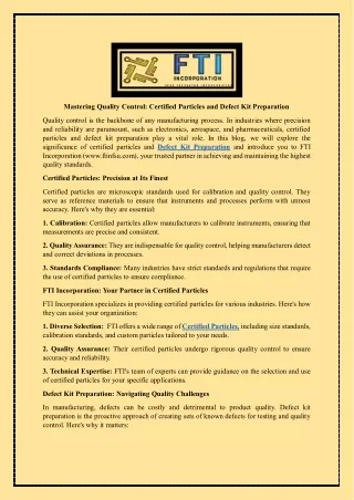 mastering quality control certified particles