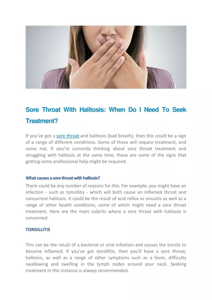 sore throat with halitosis when do i need to seek