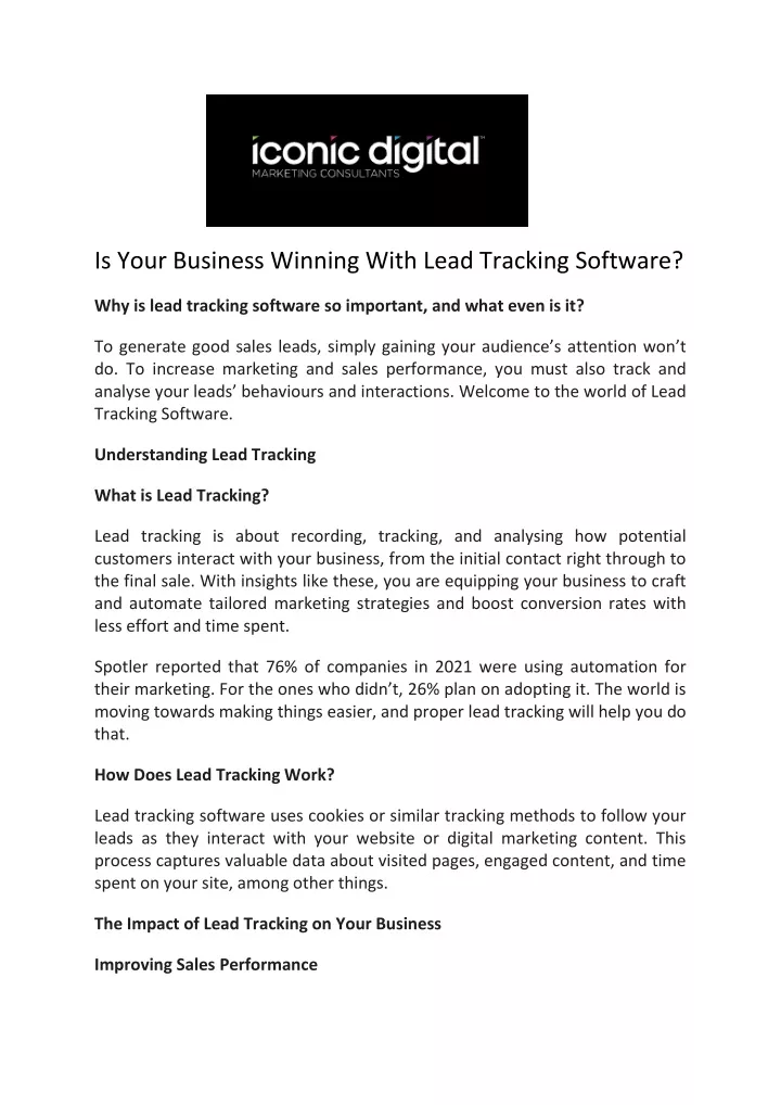 is your business winning with lead tracking