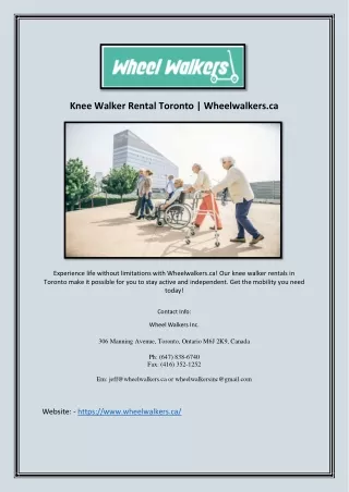 Knee Scooter Rental Toronto | Wheelwalkers.ca