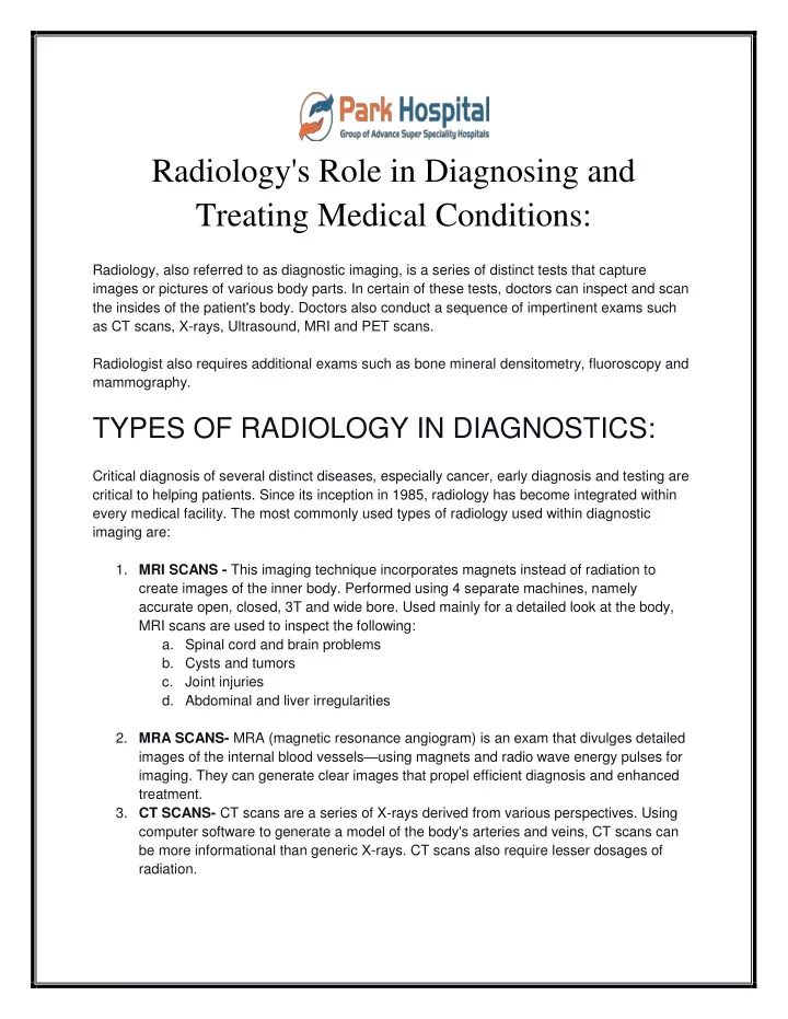 radiology s role in diagnosing and treating