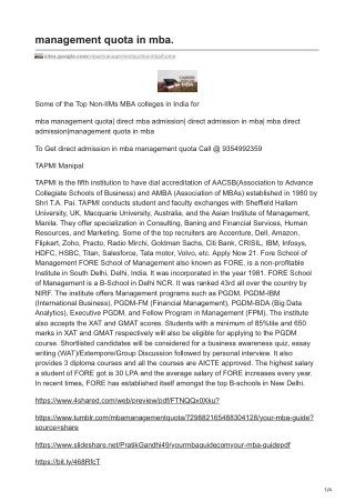 management quota in mba