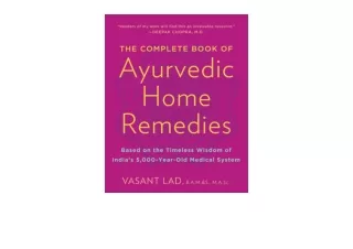 Download The Complete Book of Ayurvedic Home Remedies Based on the Timeless Wisd