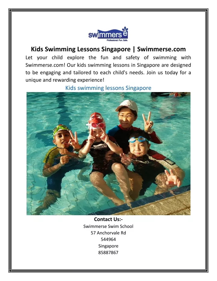 kids swimming lessons singapore swimmerse