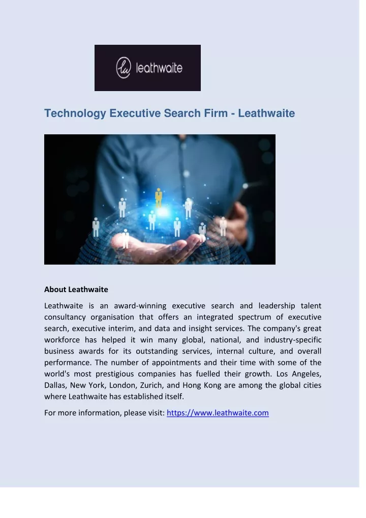 technology executive search firm leathwaite