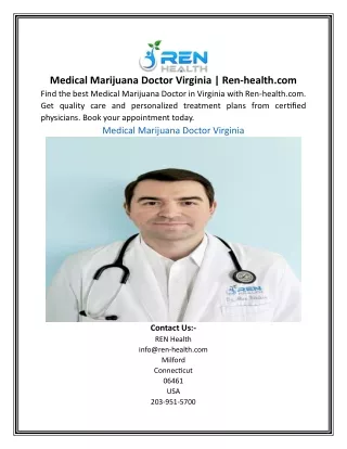 Medical Marijuana Doctor Virginia | Ren-health.com