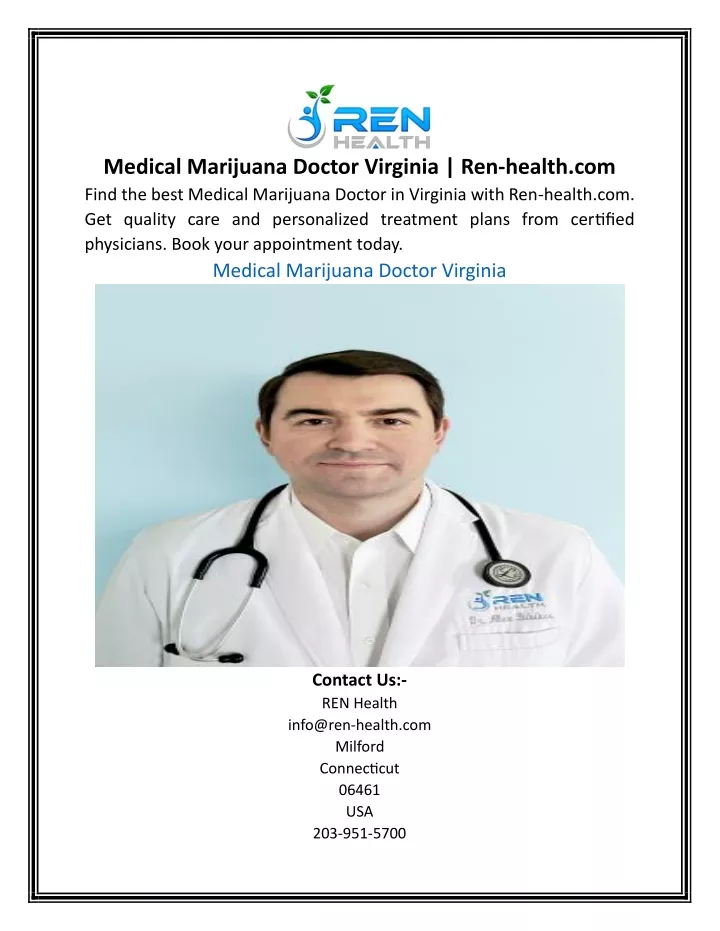 medical marijuana doctor virginia ren health