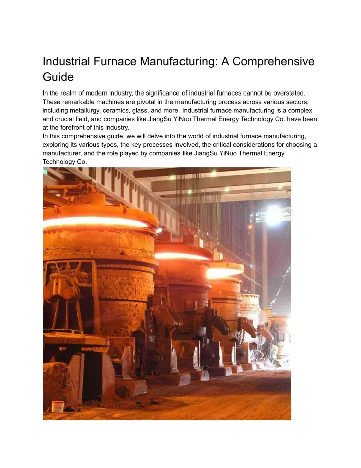 industrial furnace manufacturing a comprehensive