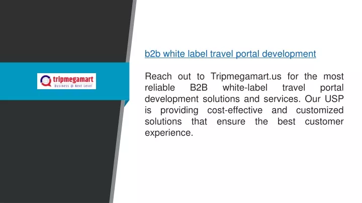 b2b white label travel portal development reach