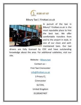 Bibury Taxi  Firsttaxi.co.uk