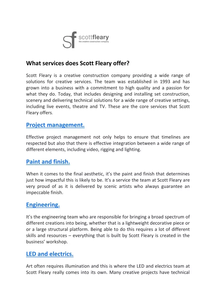 what services does scott fleary offer