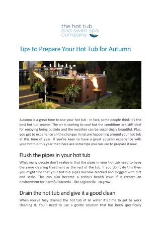Tips to Prepare Your Hot Tub for Autumn - The Hot Tub and Swim Spa Company