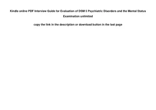 Kindle online PDF Interview Guide for Evaluation of DSM 5 Psychiatric Disorders
