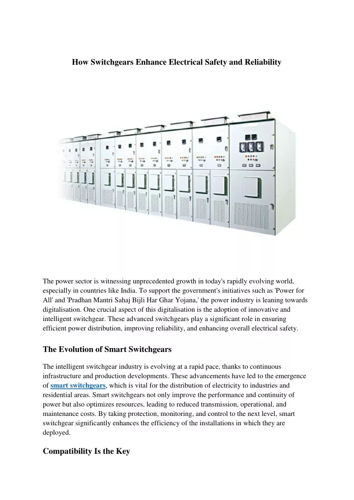 how switchgears enhance electrical safety