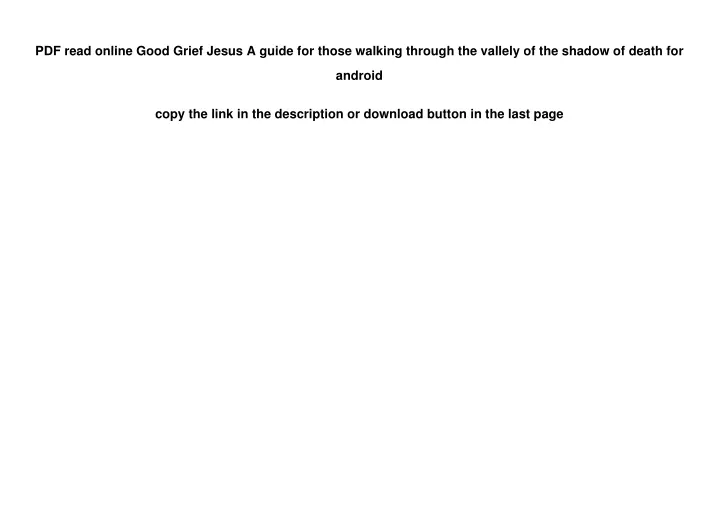 pdf read online good grief jesus a guide