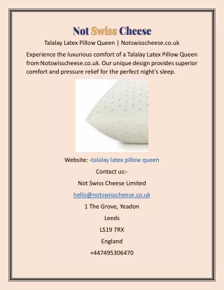 Talalay Latex Pillow Queen  Notswisscheese.co.uk