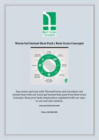 Warm Gel Instant Heat Pack | Bent Grass Concepts