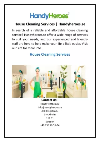 House Cleaning Services | Handyheroes.se