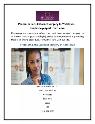 Premium Lens Cataract Surgery In Yorktown Hudsoneyesyorktown.com