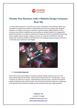 Elevate Your Business with a Website Design Company Near Me