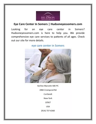 Eye Care Center In Somers  Hudsoneyessomers.com