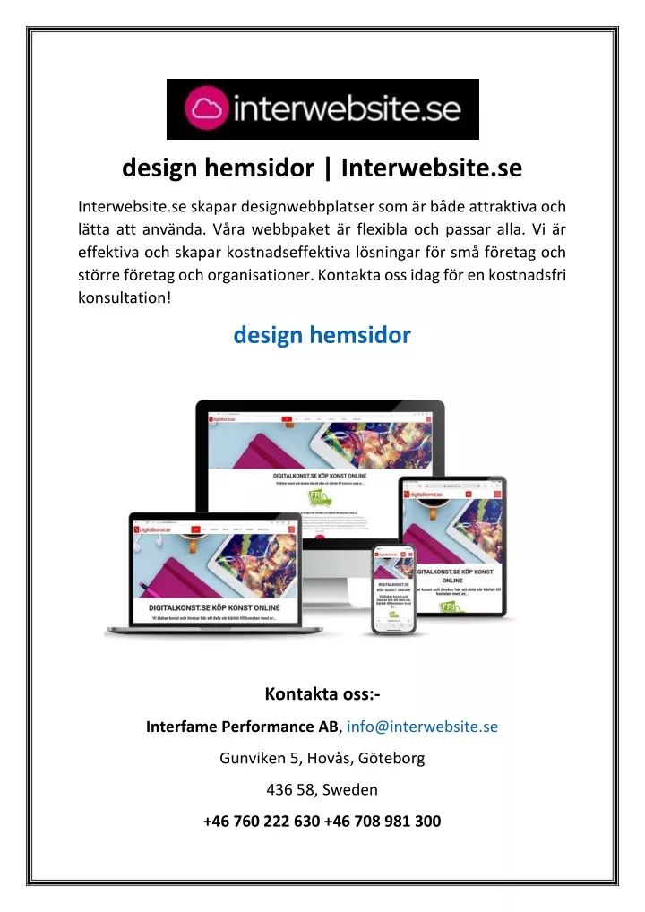 design hemsidor interwebsite se