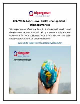 B2b White Label Travel Portal Development