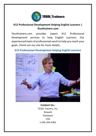 K12 Professional Development Helping English Learners  Tesoltrainers.com