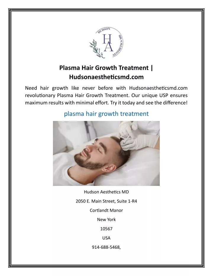 plasma hair growth treatment hudsonaestheticsmd