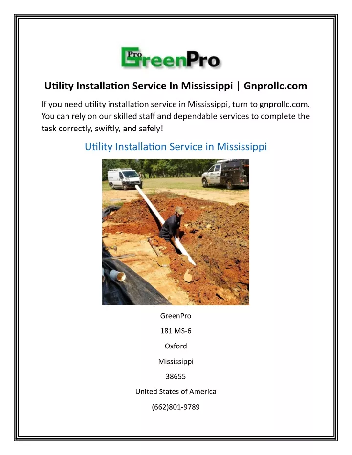 utility installation service in mississippi