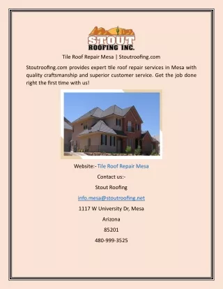 Tile Roof Repair Mesa  Stoutroofing