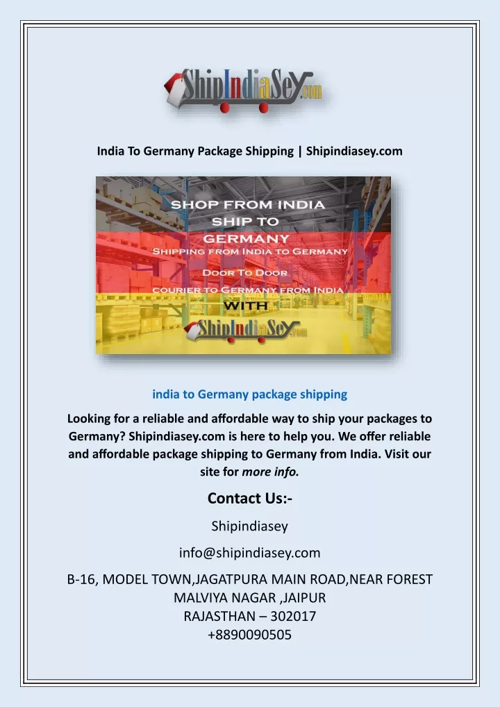 india to germany package shipping shipindiasey com