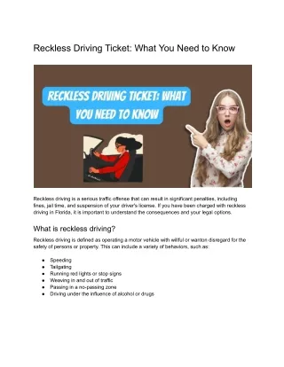 Reckless Driving Ticket_ What You Need to Know