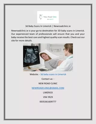 3d Baby Scans In Limerick  Newroadclinic.ie