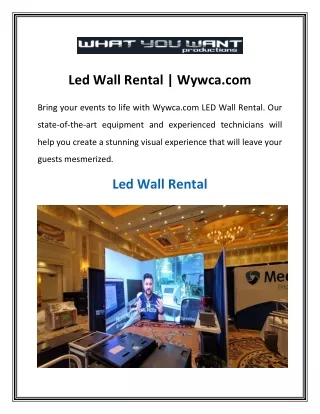 Led Wall Rental | Wywca.com