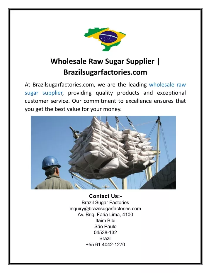 wholesale raw sugar supplier brazilsugarfactories