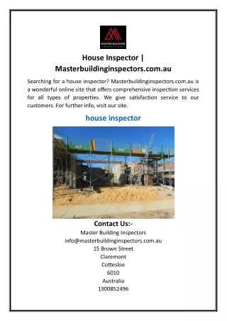 House Inspector  Masterbuildinginspectors.com.au