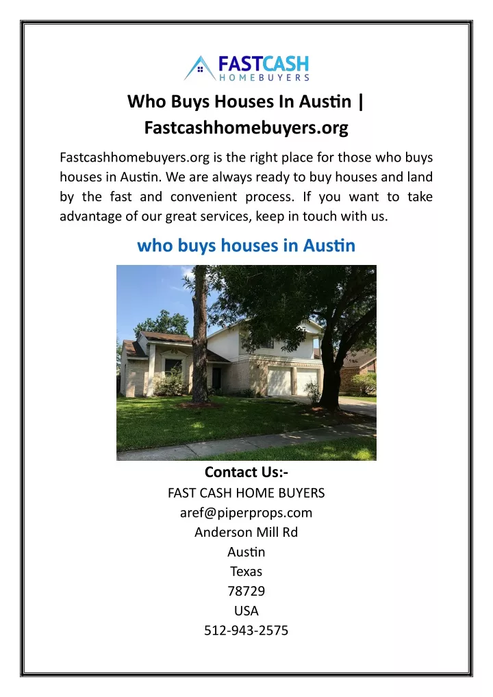 who buys houses in austin fastcashhomebuyers org
